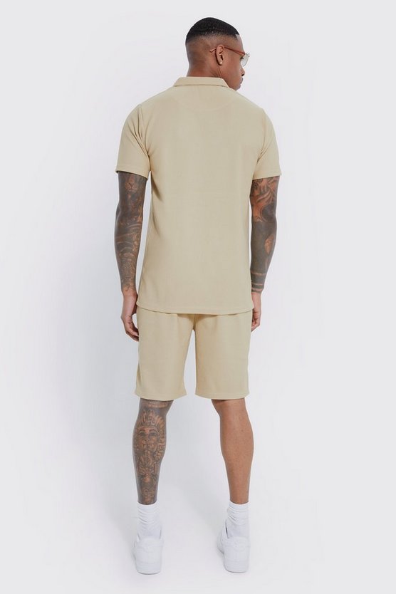 Geripptes Slim-Fit Ottoman Poloshirt
