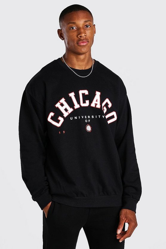 Oversize Sweatshirt mit Chicago-Print