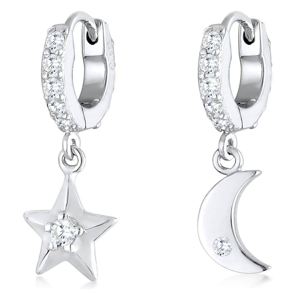 Elli Elli by Julie & Grace Boucles d'Oreilles Pendentif Femme Etoile Lune Astro Tendan Boucles d'oreilles
