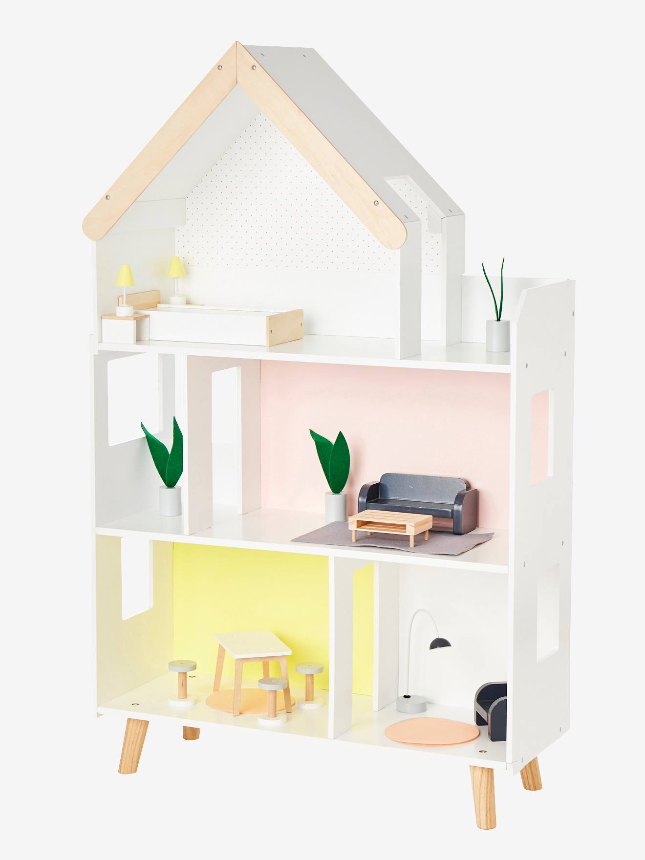 Vertbaudet Puppenhaus für Modepuppen aus Holz FSC - mehrfarbig