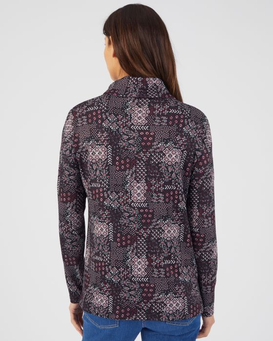 Tee-shirt col montant maille chaude, manches longues