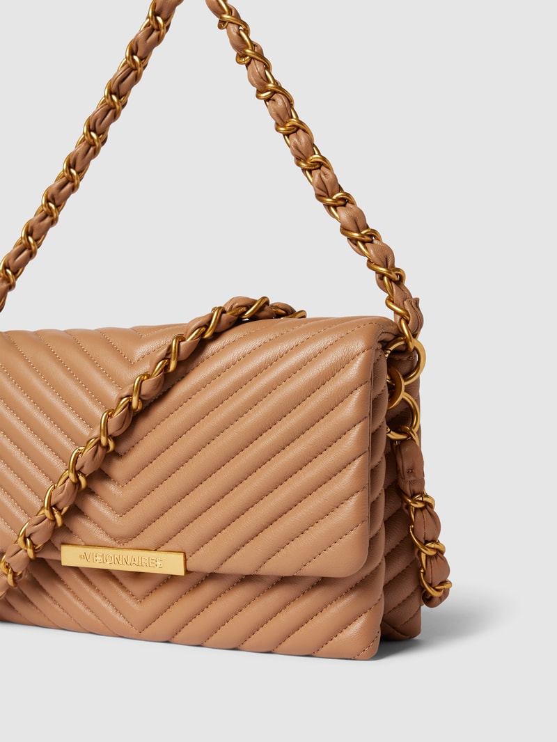 Umhängetasche mit Label-Detail Modell 'IRIS' in camel