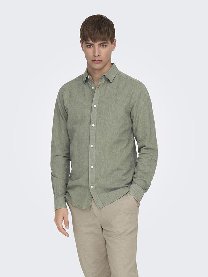 ONLY & SONS Hemd - Slim fit - in Khaki günstig kaufen