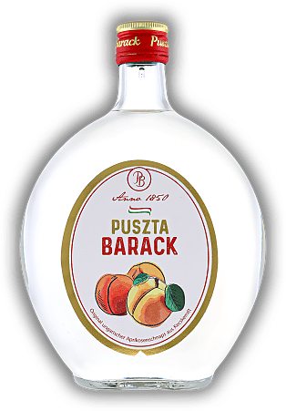 Barack Puszta Kecskemeti Barack Puszta Kecskemeti Weltweit geschätztes Aprikosendestillat (25%) aus dem Obstgarten Ungarns und das Nationalgetränk der Ungarn. 0,7	 Liter - Vol 37,5%