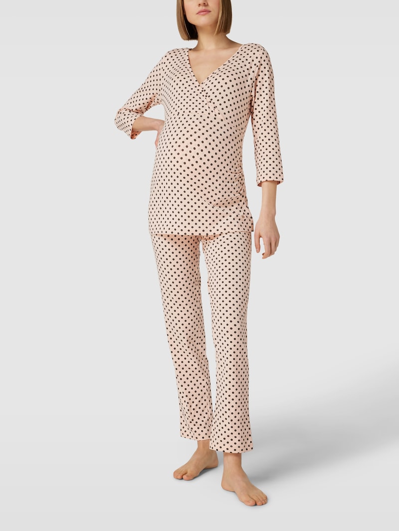 Umstands-Pyjama mit 3/4-Arm und Stillfunktion in beige