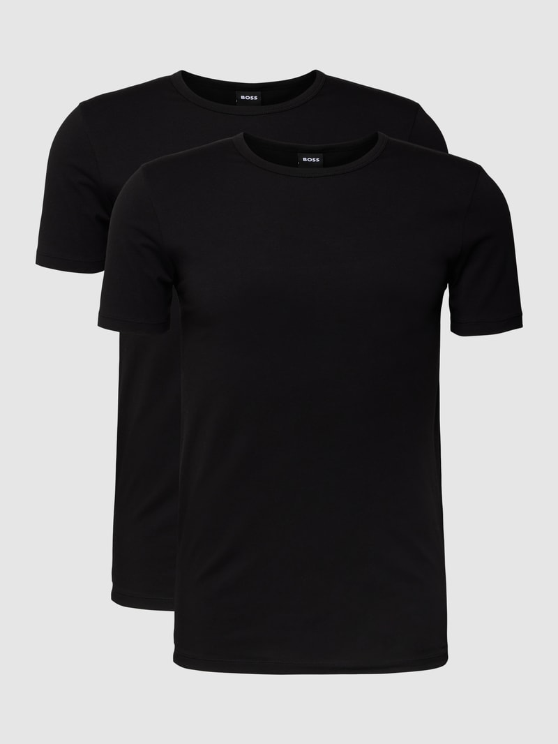 T-Shirt mit Label-Detail im 2er-Pack in schwarz