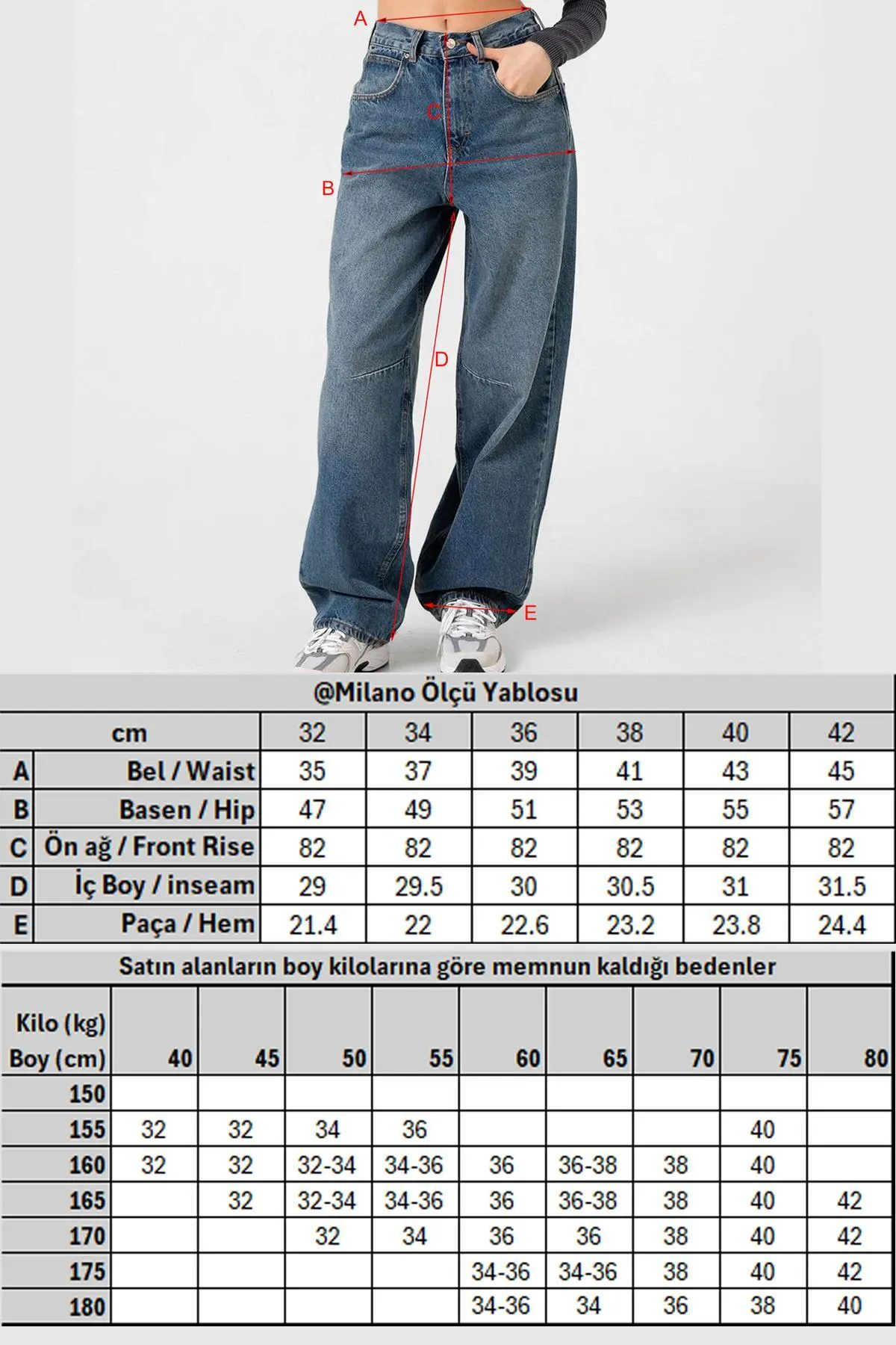 Maule  Schnalle im Detail, lockerer Schnitt, weites Bein, bequeme Baggy-Jeans, lockere Damenhose @milano