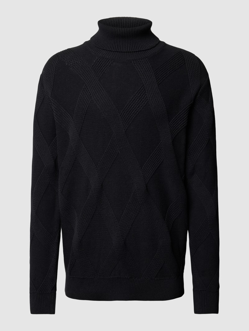 Strickpullover mit Rollkragen in schwarz