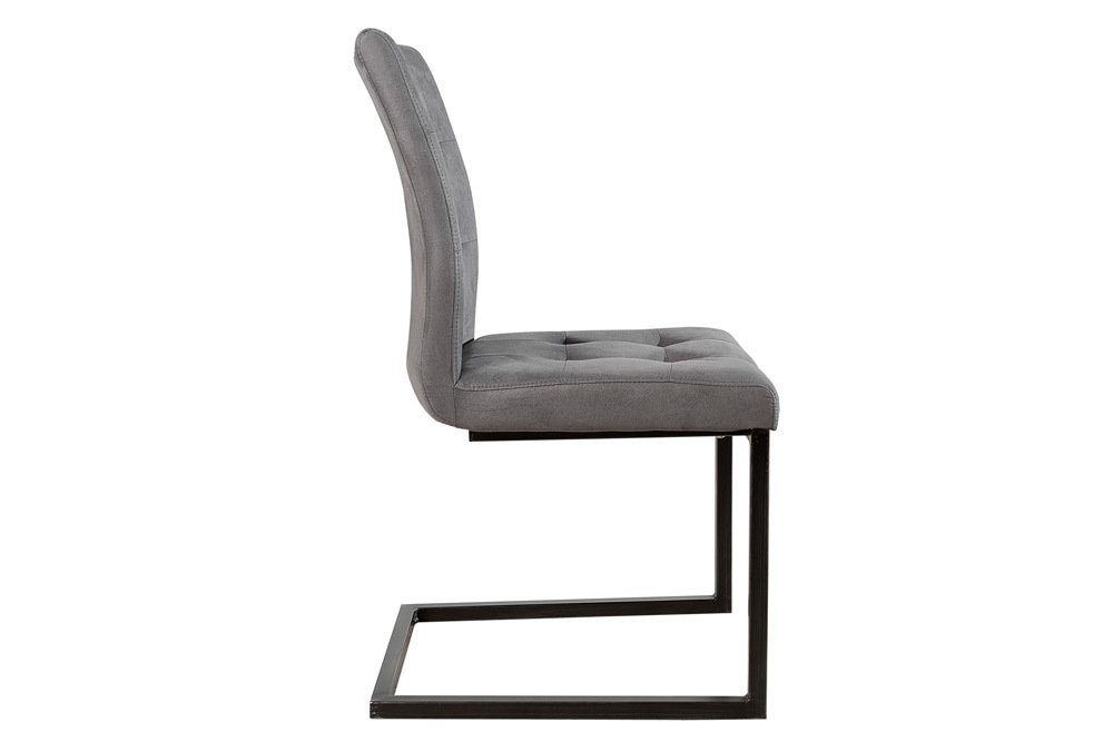 riess-ambiente Freischwinger OXFORD vintage grau / schwarz, Esszimmer · Microfaser · Metall · Industrial Design