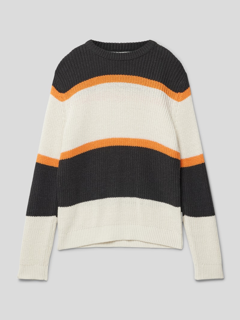 Strickpullover mit Blockstreifen in graphit