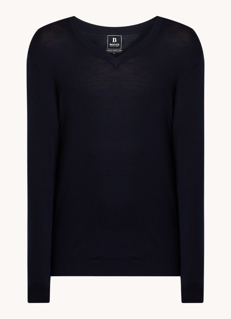 Boggi Milano Fine-knit wool pullover with V-neck