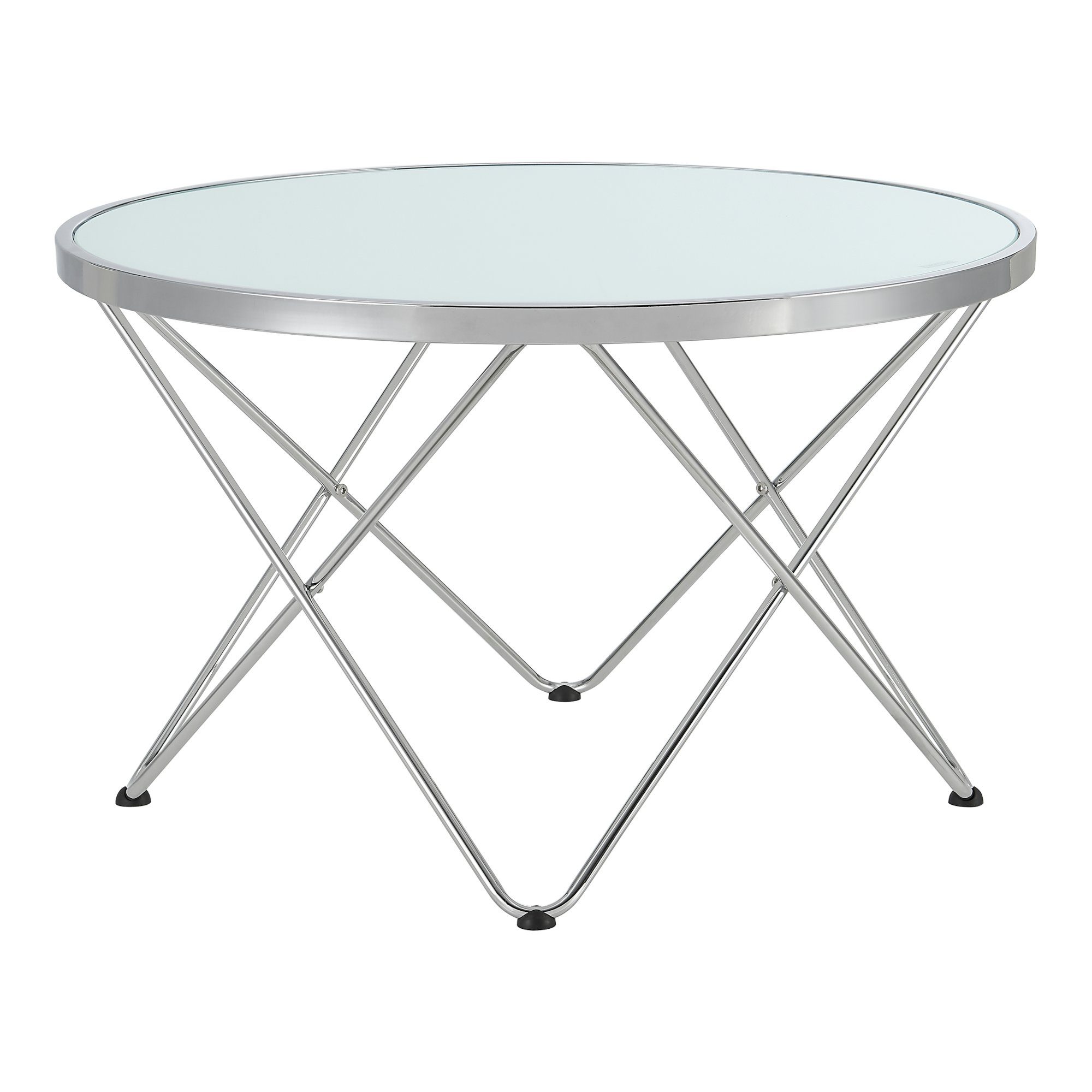 en.casa Couchtisch, Nikkeby Beistelltisch 80x50cm rund Metall Glas Milchglasoptik