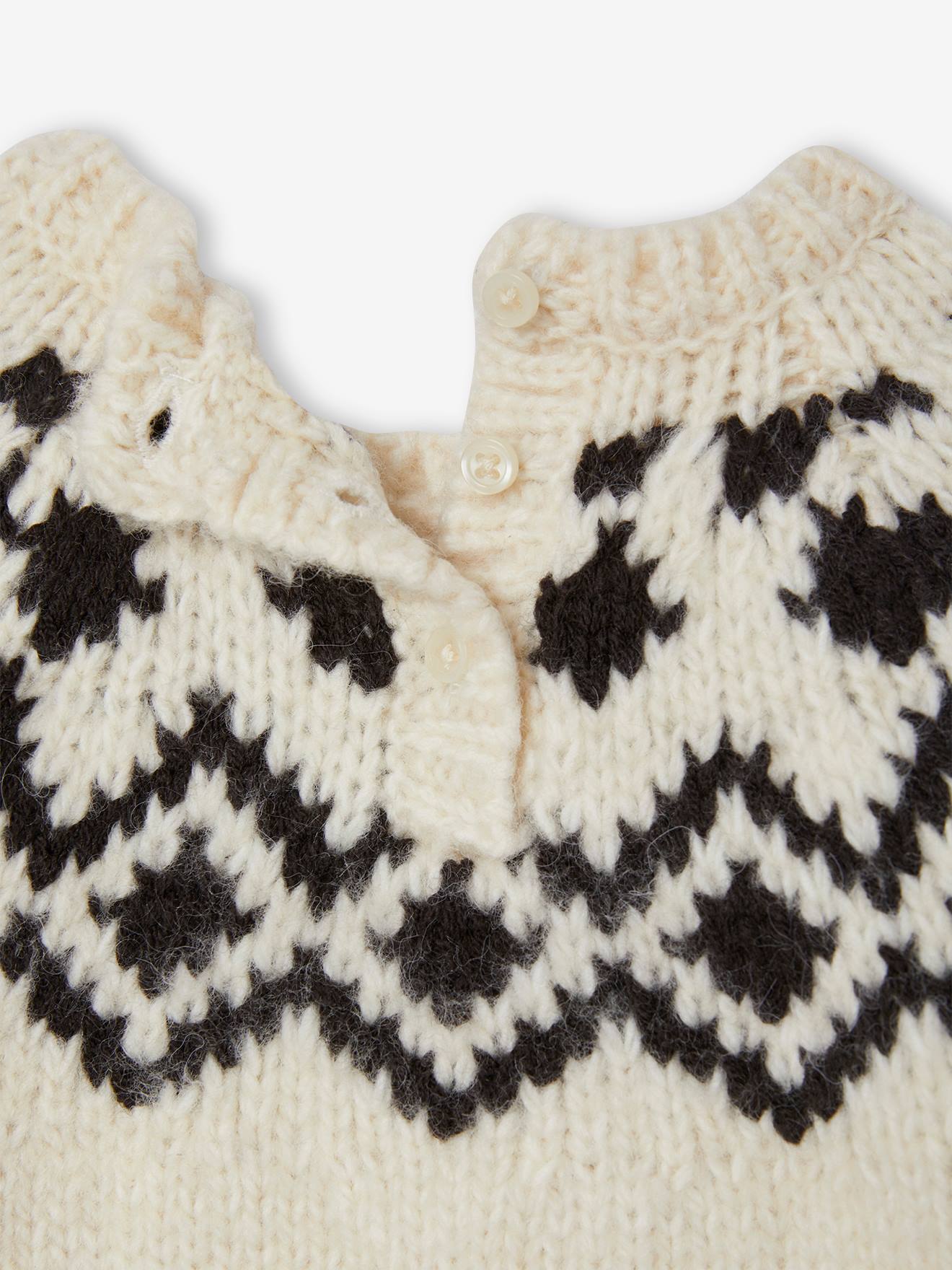 Vertbaudet Baby Jacquard-Pullover Oeko-Tex - beige meliert