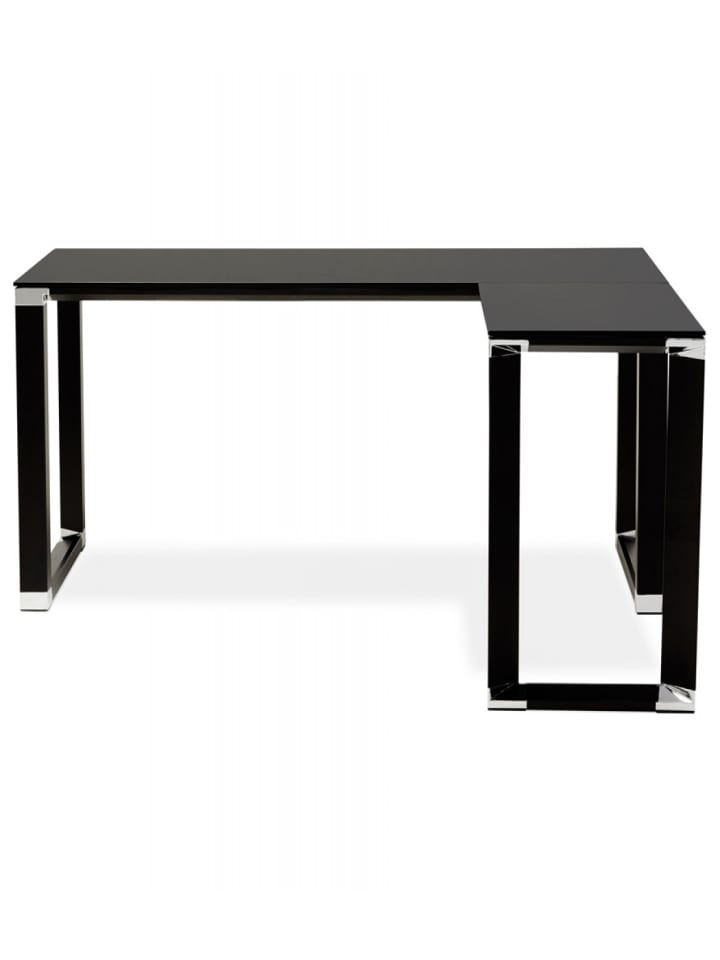 KADIMA DESIGN Eckschreibtisch Schwarz Metall Glas | Modernes Design in Schwarz günstig kaufen