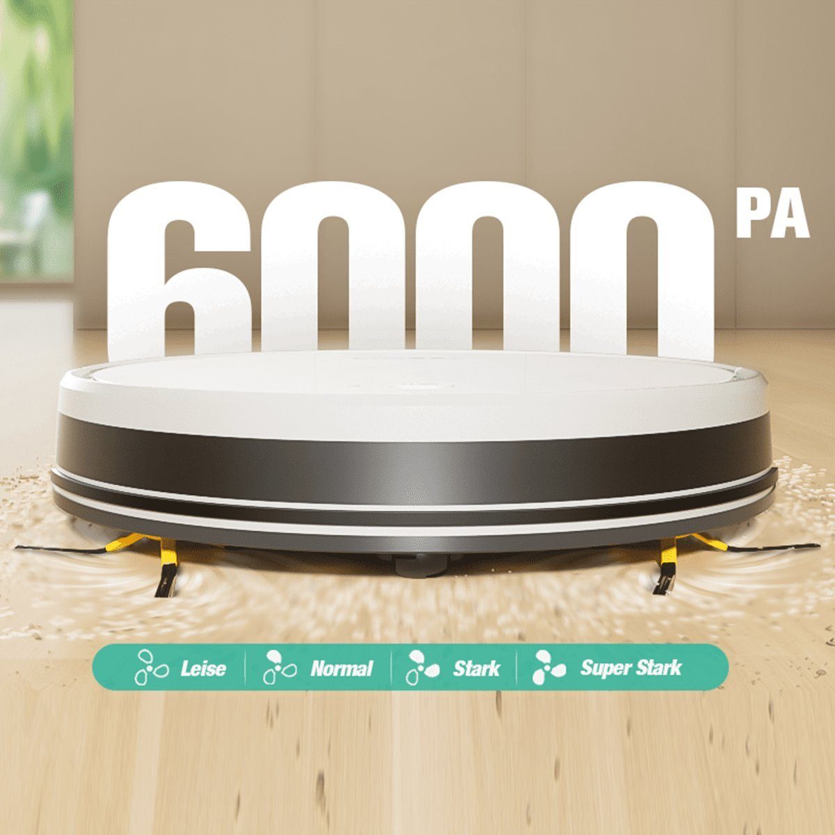Tesvor Saugroboter M2 Saugroboter Roboter staubsauger 6000pa mit wischfunktion, Mit Staubbox beutellos,6000Pa