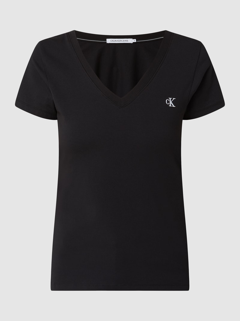 T-Shirt mit Logo-Stickerei  in black