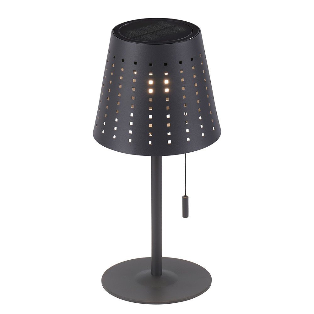 etc-shop LED Außen-Tischleuchte, LED-Leuchtmittel fest verbaut, Warmweiß, Tischlampe Tischleuchte Solarlampe Timer 3 Stufen dimmer USB Kabel LED