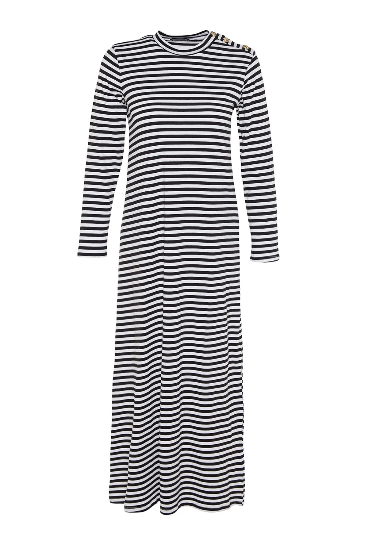 Trendyol Modest  Weißes Strickkleid mit Knopfleiste an der Schulter TCTSS23EB00291