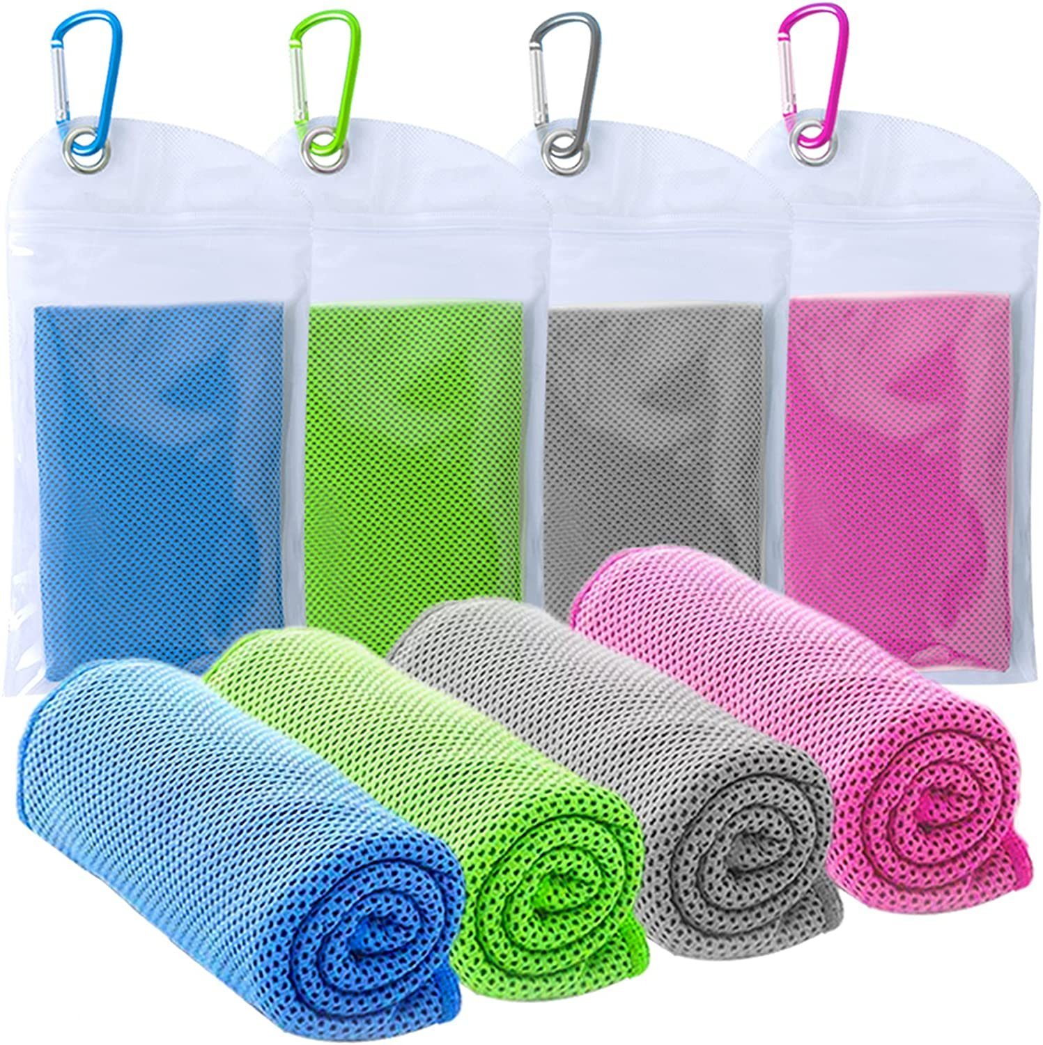 Einemgeld Sporthandtuch 4 Stück Kühlhandtuch Mikrofaser Sporthandtuch Fitness Handtuch