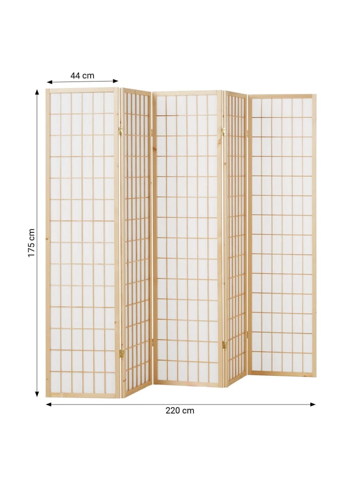 Homestyle4u 5-tlg. Paravent in Braun 220x175 günstig kaufen onesize