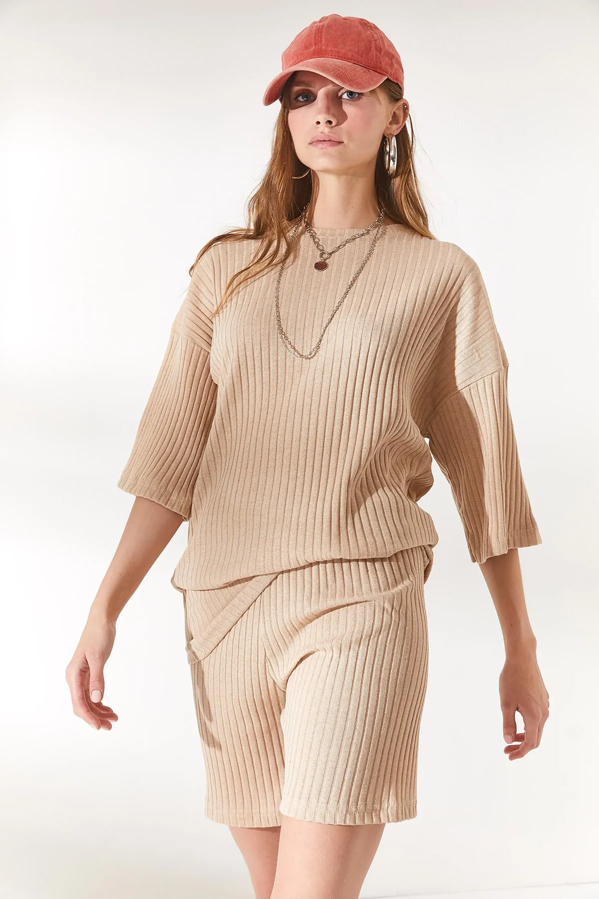 Olalook  Damen Steinunterteil Kurze Strumpfhose Oberteil Lockere Bluse Set TKM-19000200