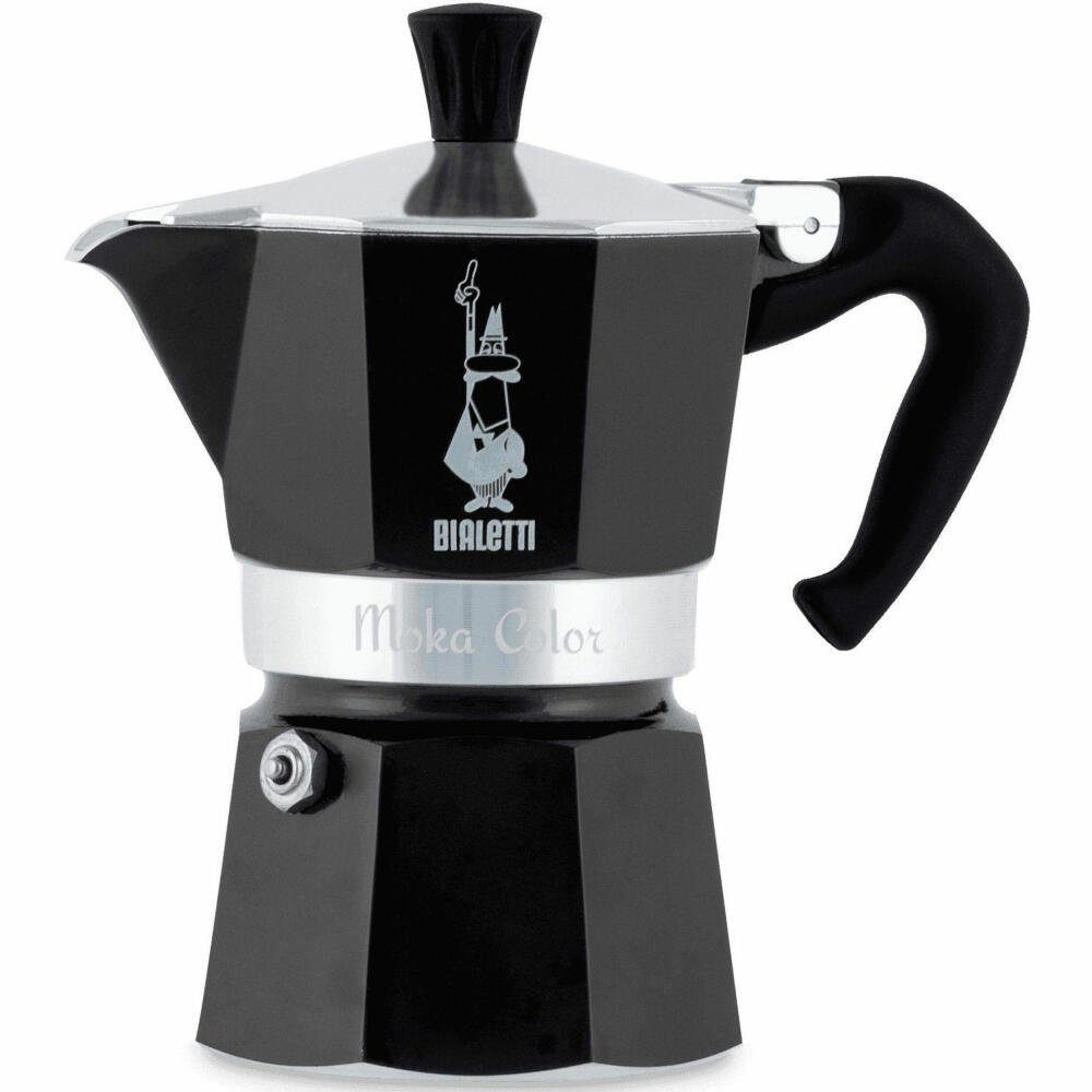 BIALETTI Espressokocher Moka Express Color für 3 Tassen Schwarz