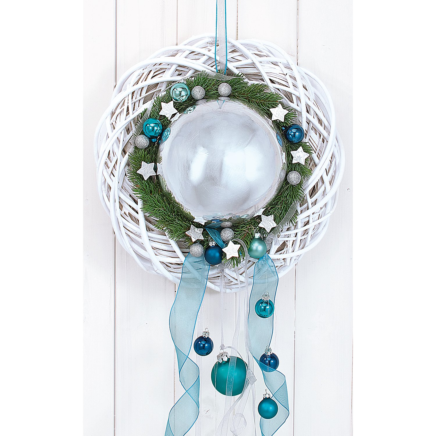 Weihnachtskugel aus Kunststoff, silber, 20 cm Ø