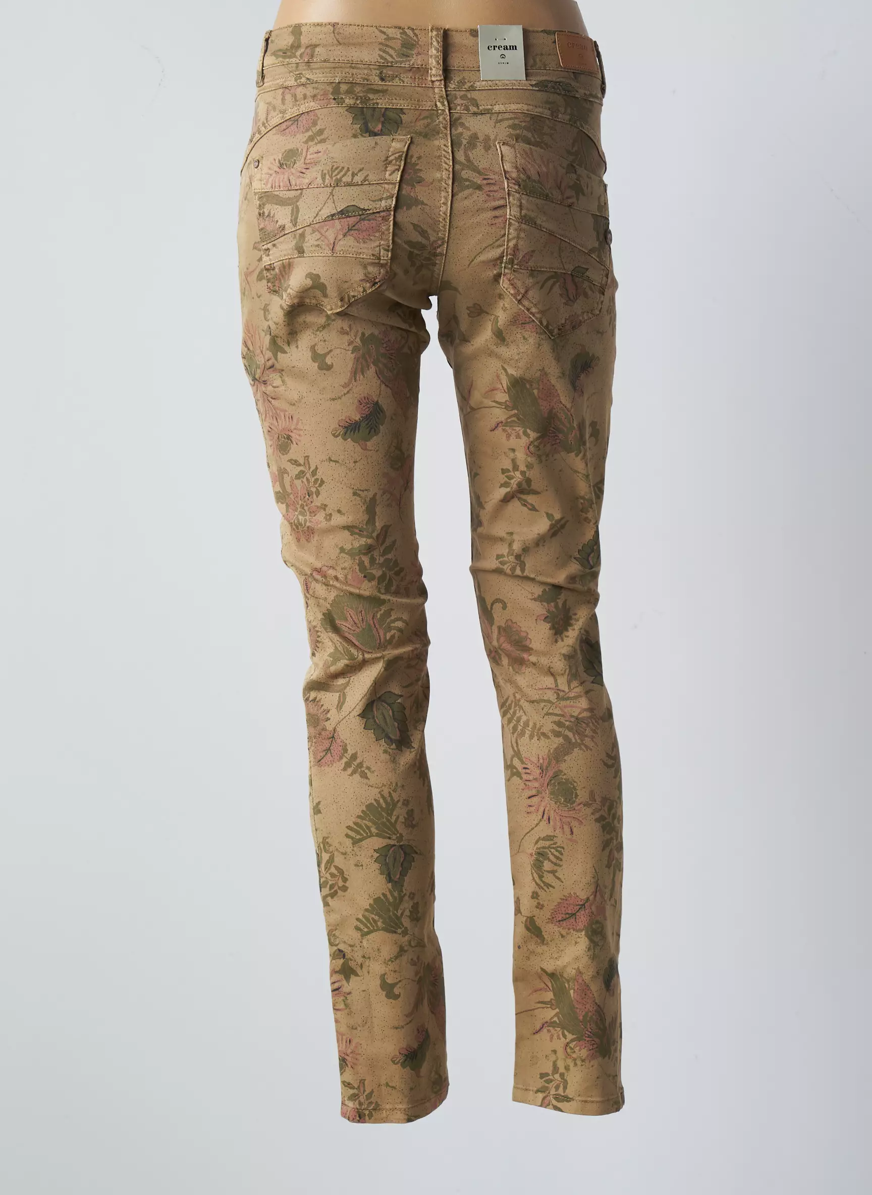 Cream Pantalons Slim Femme couleur marron
