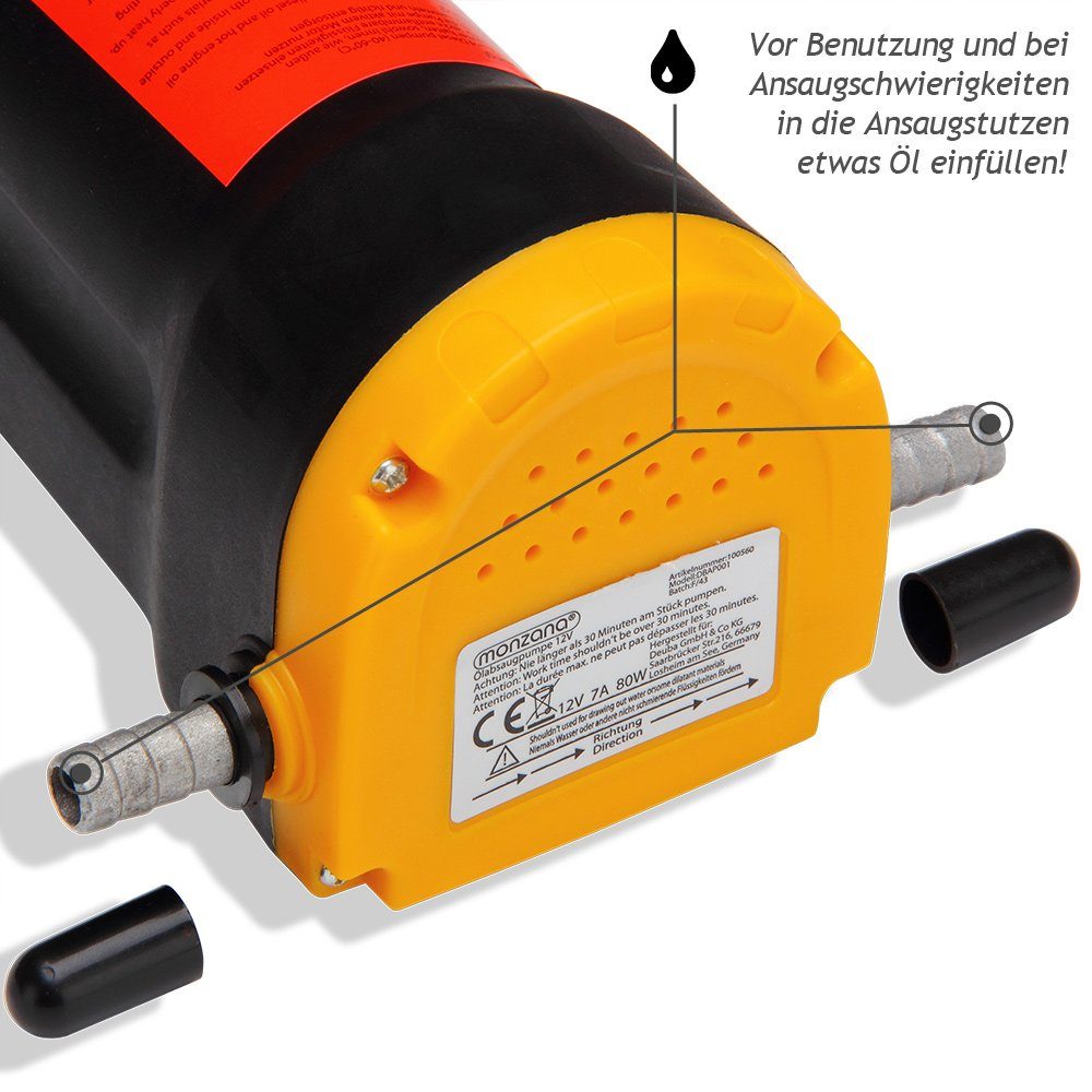monzana Ölabsaugpumpe Deuba (8-tlg), elektrisch 12V 80 Watt 5l/min Ölpumpe Absaugpumpe Pumpe Dieselpumpe