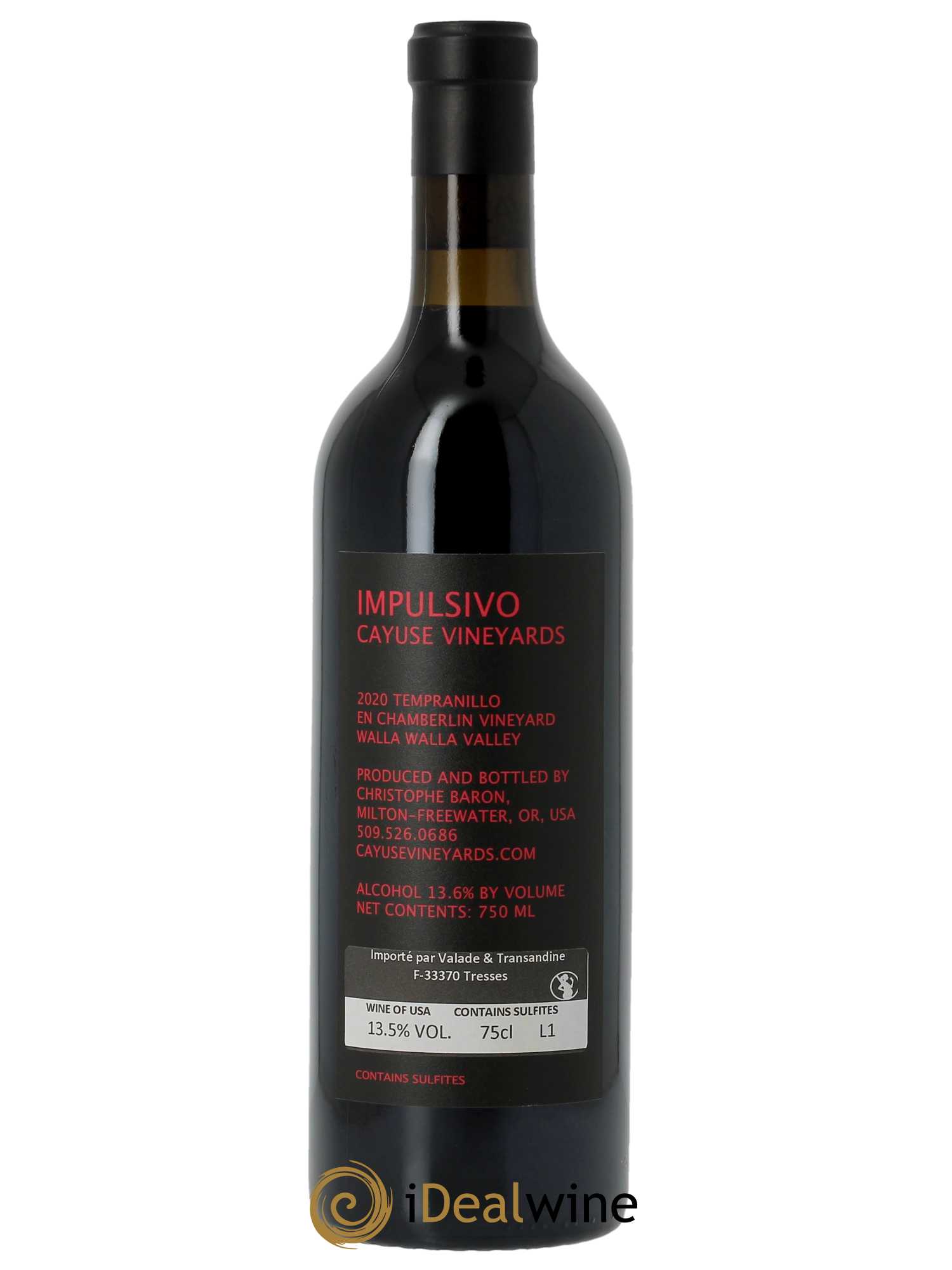 Walla Walla Valley Cayuse Impulsivo Christophe Baron  2020 - Lot de 1 Bouteille
