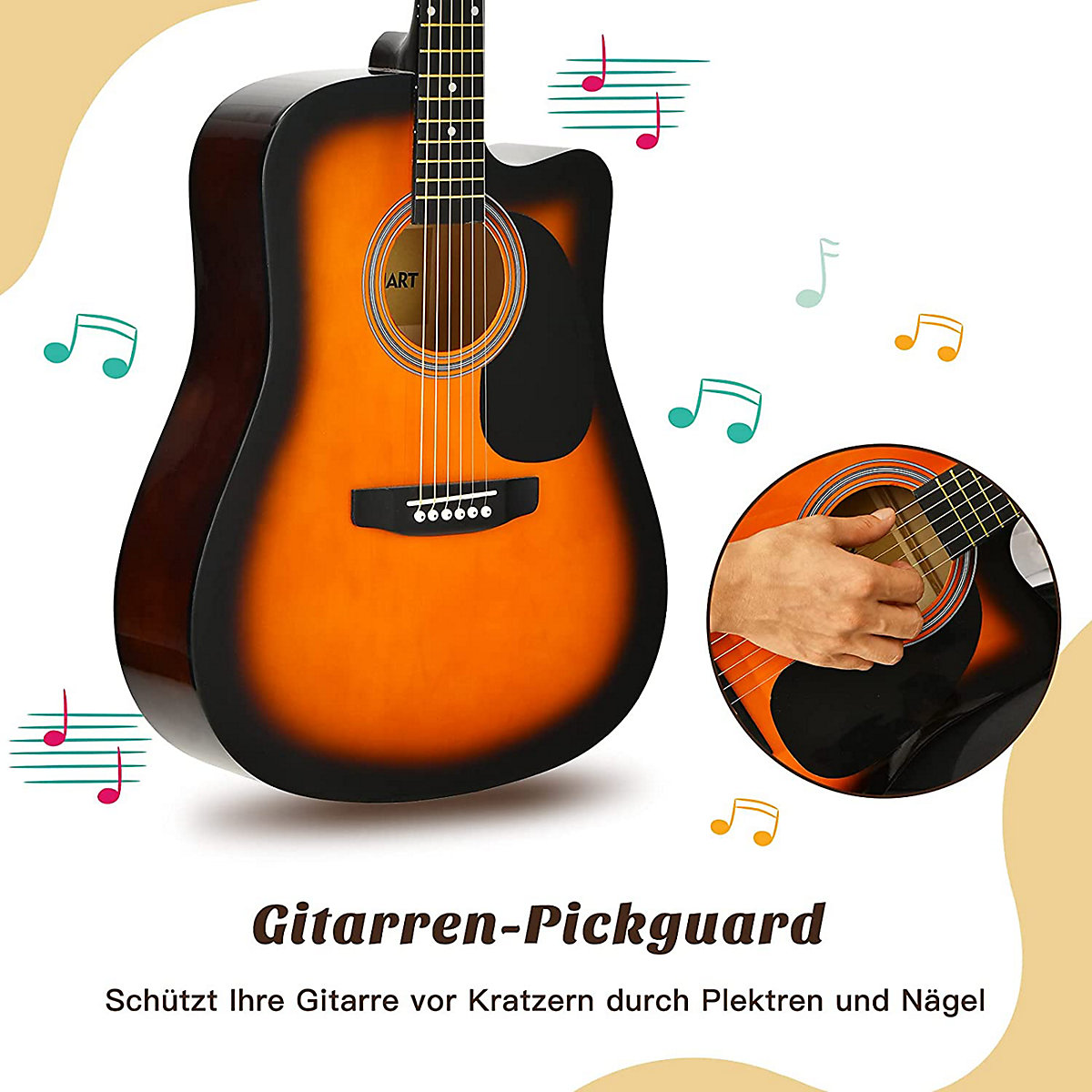 Akustikgitarre 41 Zoll mit Plektrum