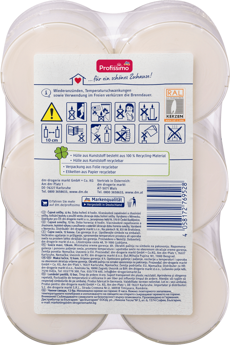 Lichter 8h Groß PC, 12 St