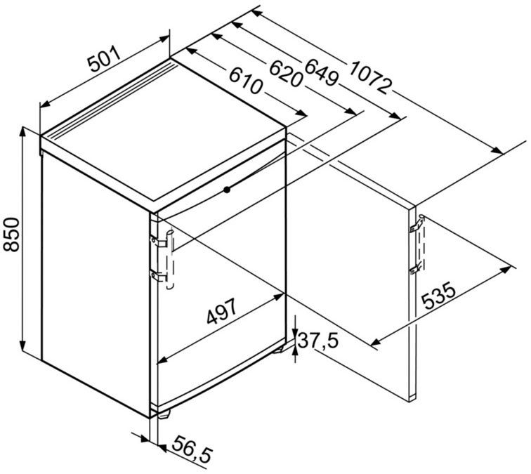Liebherr Table Top Kühlschrank T 1410_993383051, 85 cm hoch, 50,1 cm breit