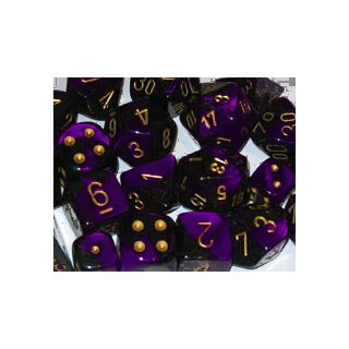 Black-Purple with Gold 7-Würfelset (Gemini)