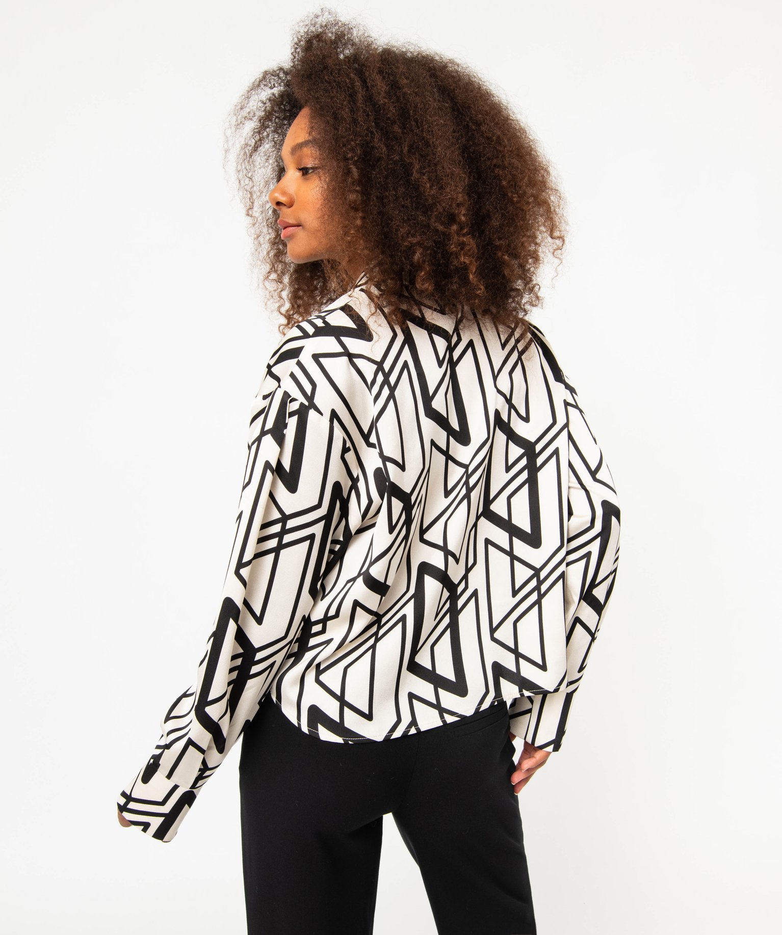 Chemise imprimée coupe large et courte femme imprime | GEMO