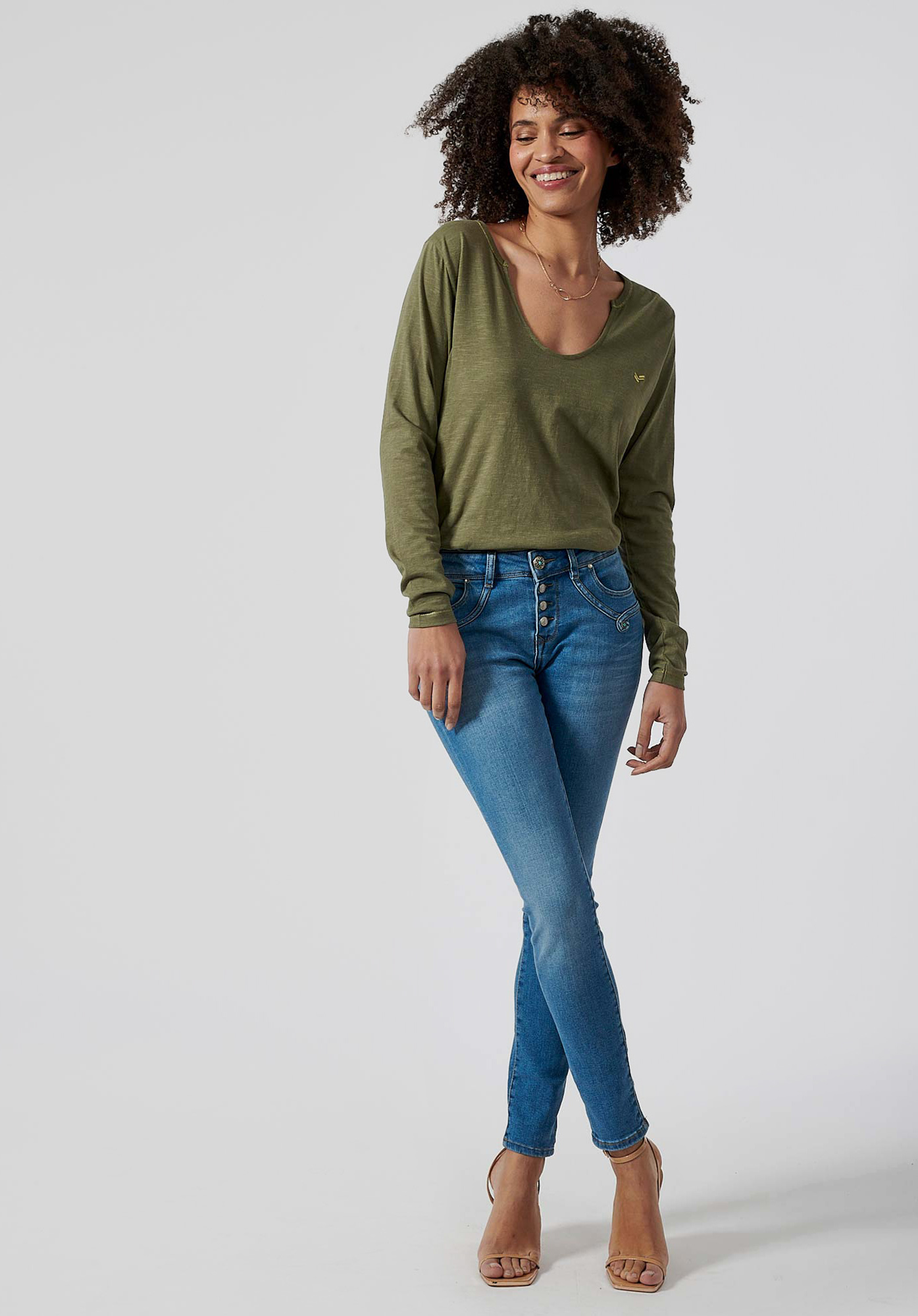 FLORO  T-shirt vert Femme 100% coton