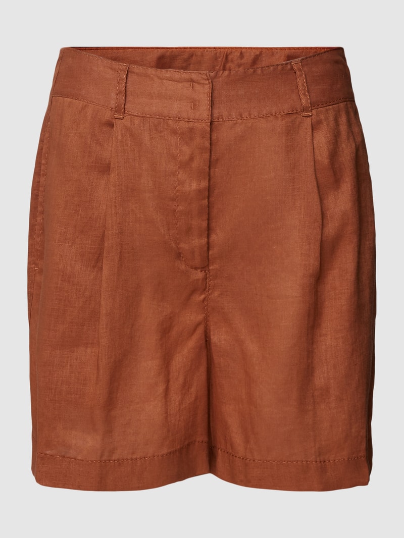 Leinenshorts mit fixierten Bundfalten Modell 'SVEZIA' in mittelbraun
