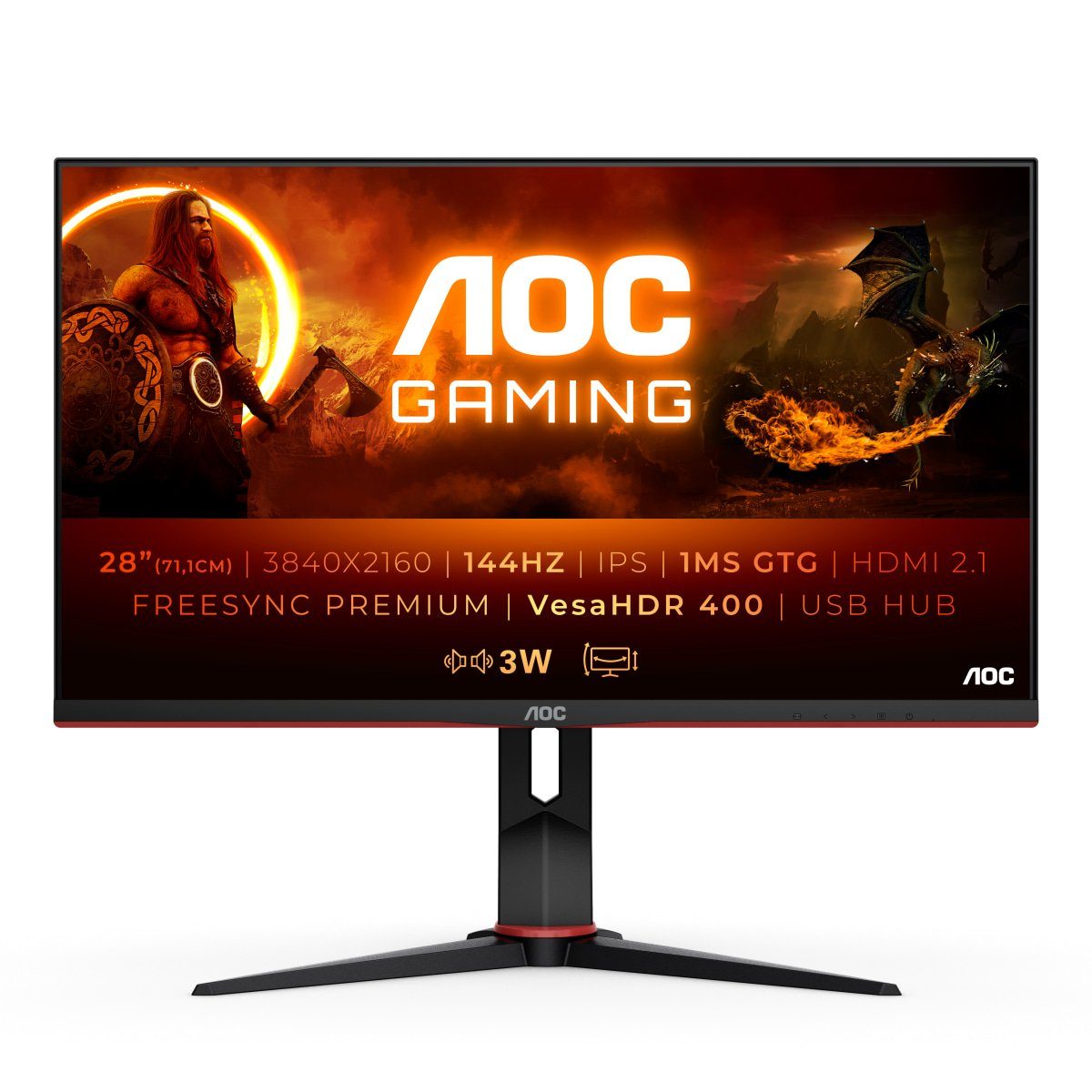AOC U28G2XU2/BK Gaming-Monitor (71,1 cm/28 