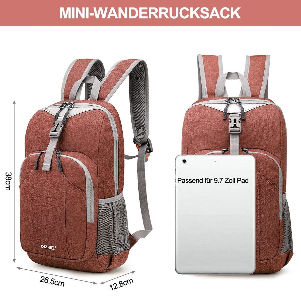 G4Free Wanderrucksack, 10L Mini Ultraleichter Tage-, Reise-Schulrucksack