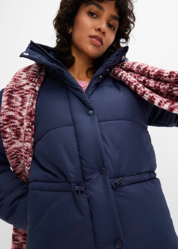 Verkürzte Steppjacke mit Kapuze und Taillenregulierung