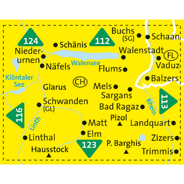 KOKA-126 GLARNERLAND - WALENSEE - Wanderkarte