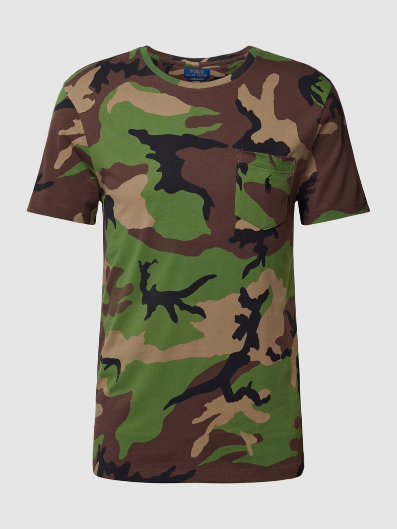 T-Shirt mit Allover-Print in olivgrün