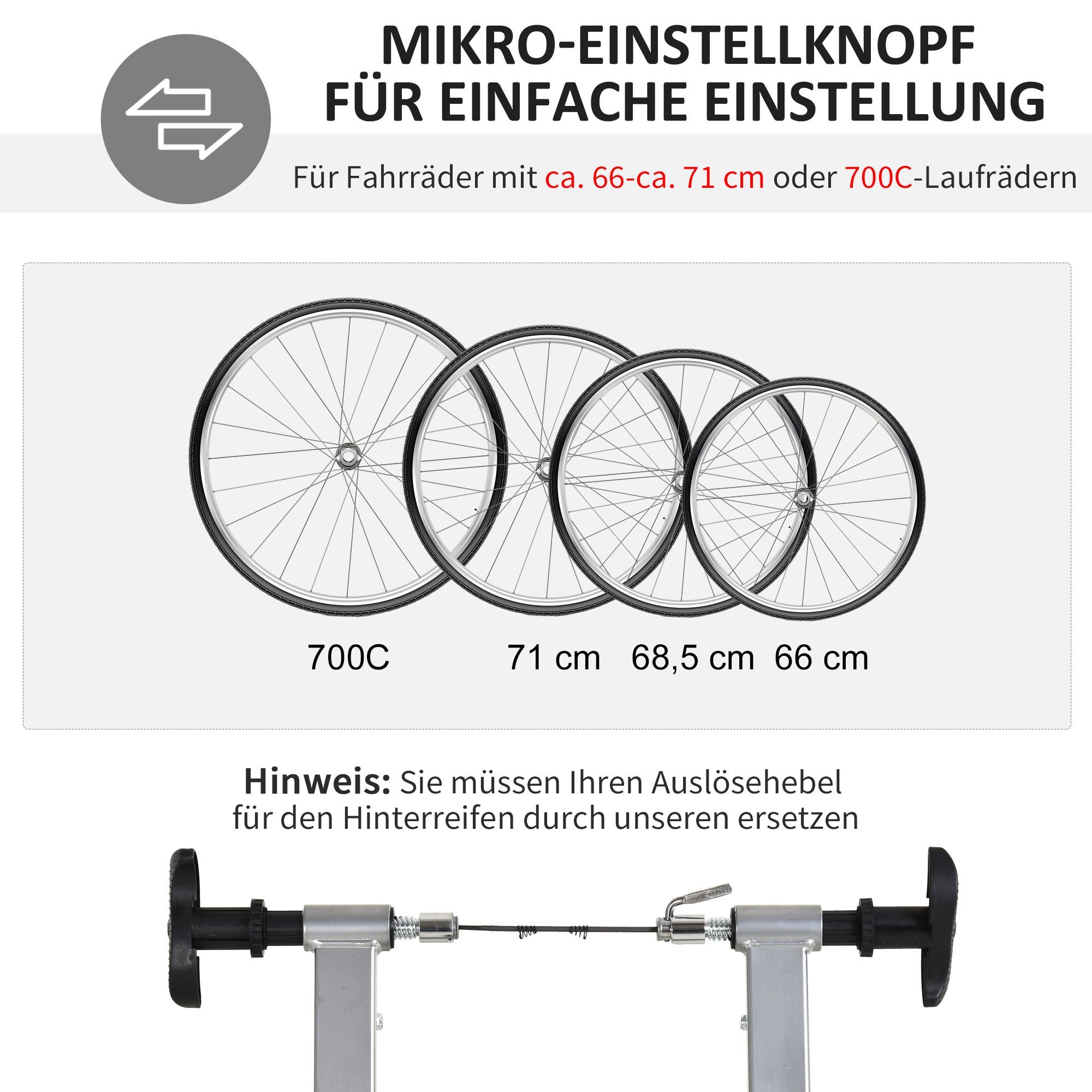 HOMCOM Heimtrainer Rollentrainer, Fahrradtrainer, klappbar, 54,5 x 47,2 x 39,1cm, Heimtrainer Fahrrad