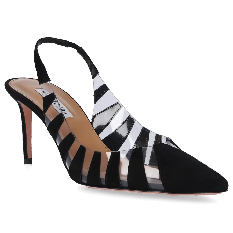 Aquazzura - Slingpumps HOT RUMOR 75 Veloursleder PVC - schwarz