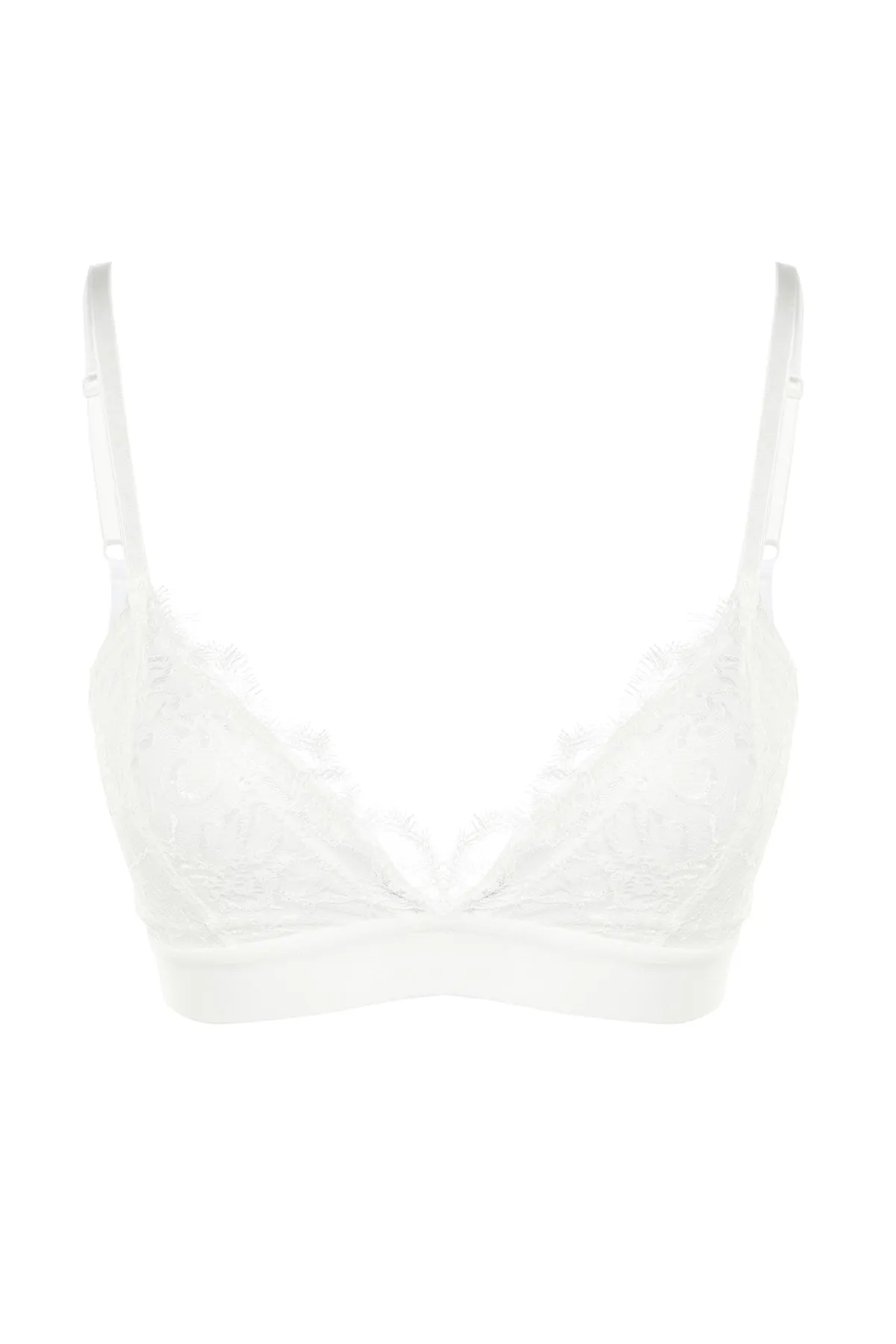 Trendyol Collection  Ecrufarbener, kappenloser Bralette-BH mit Spitzenträgern und Strick-BH THMAW23SU00167