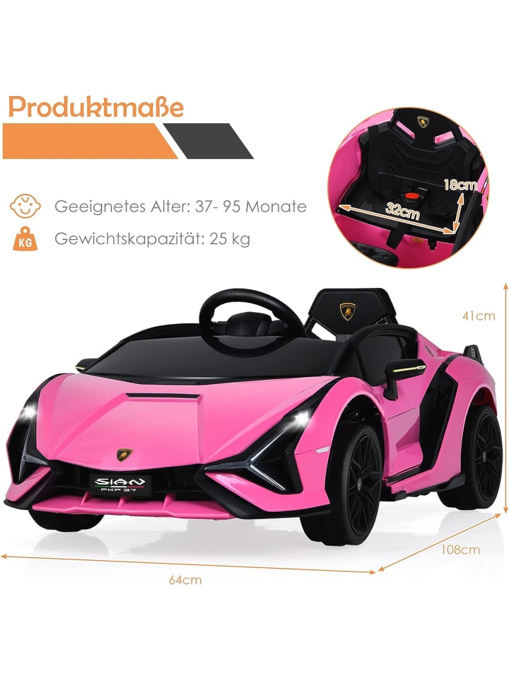 COSTWAY 12V Elektroauto Lamborghini in Rosa günstig kaufen 108 cm