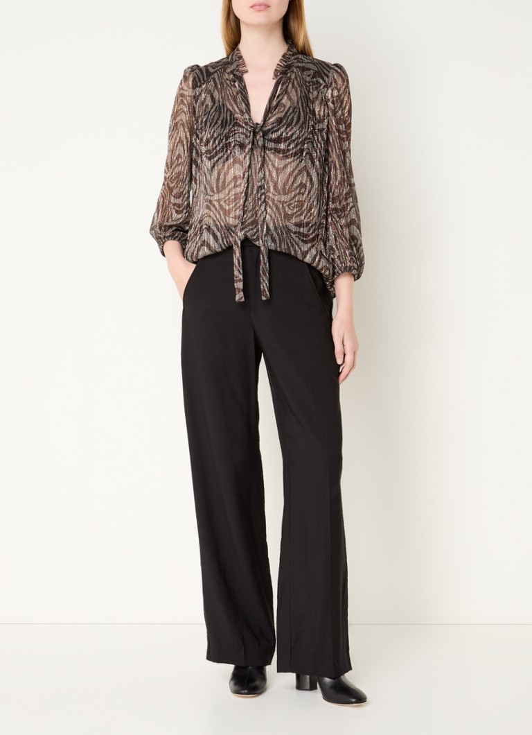 ba&sh Galla semi-transparent tunic with shawl collar and lurex