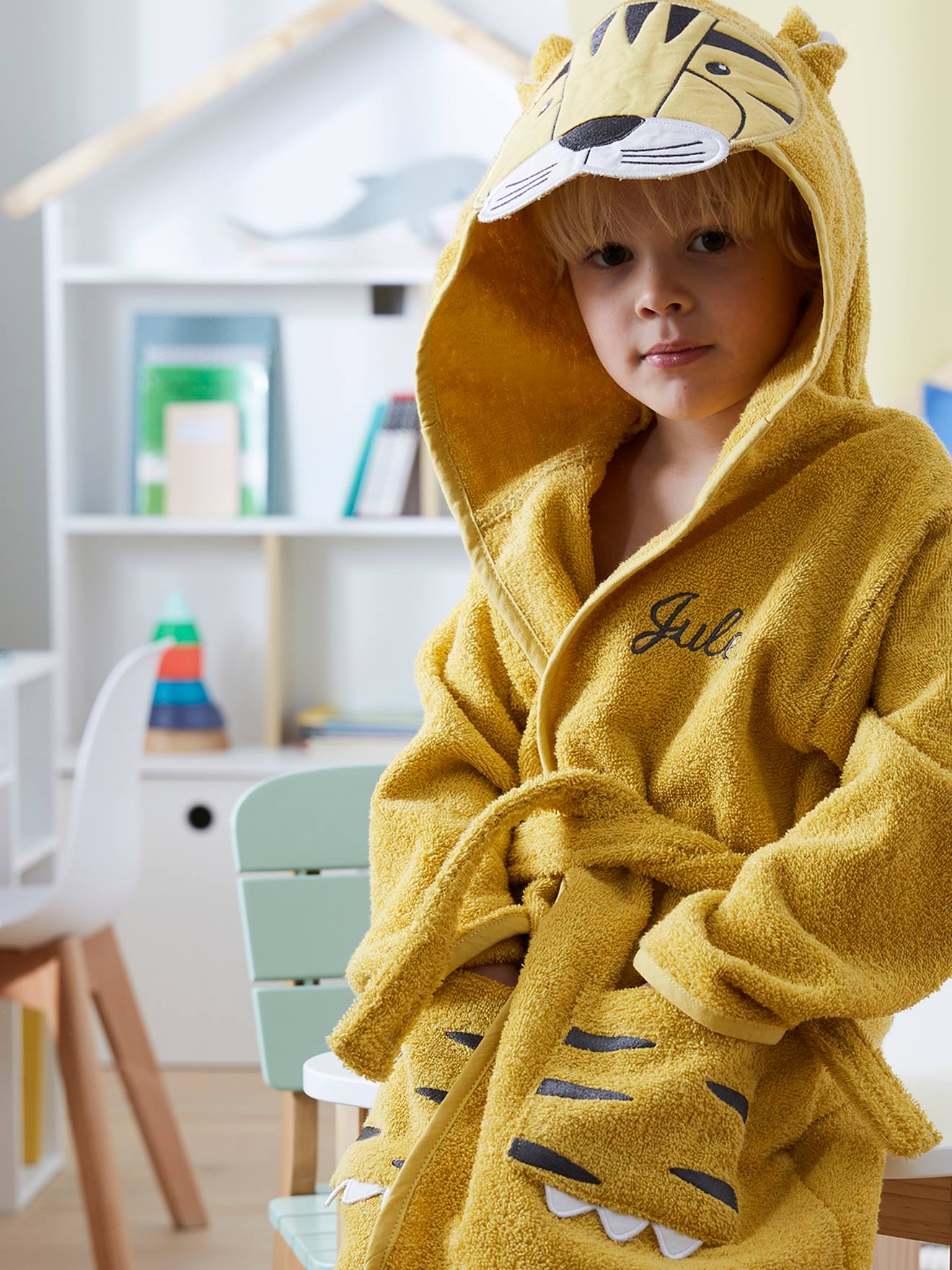 Peignoir de bain enfant Tigre ocre