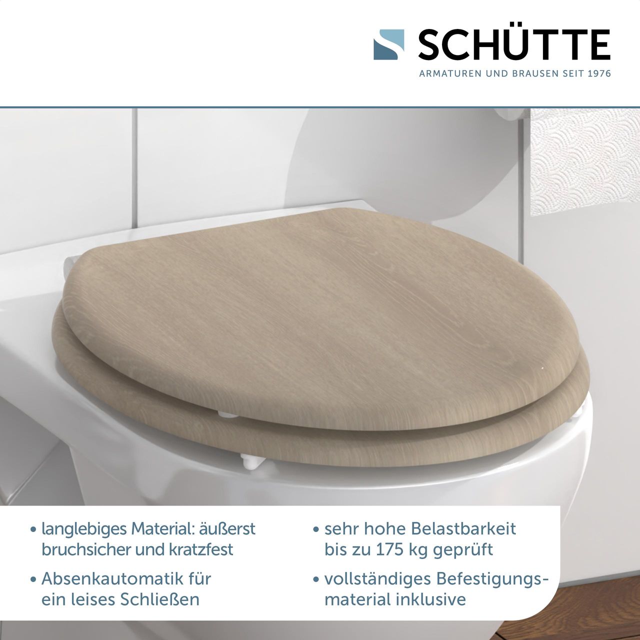 Schütte MDF WC Sitz MODERN WOOD,Toilettendeckel mit Absenkautomatik, Holzkern