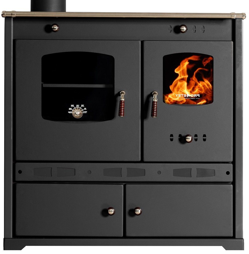 Prometey Festbrennstoffherd Küchenofen Perfect ECO LUX schwarz, linke Version, 7,40 kW